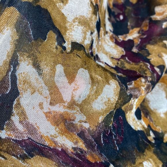 Sheer lightweight earth tone sequined and beaded frayed end long scarf - Picture 3 of 6